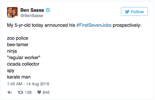 Ben Sasse first seven jobs