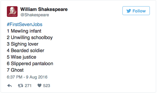 William Shakespeare #firstsevenjobs