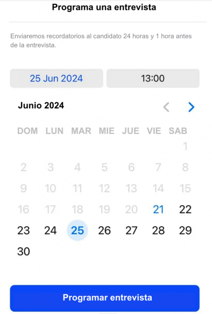 App de Job Today en la pantalla para concertar una entrevista