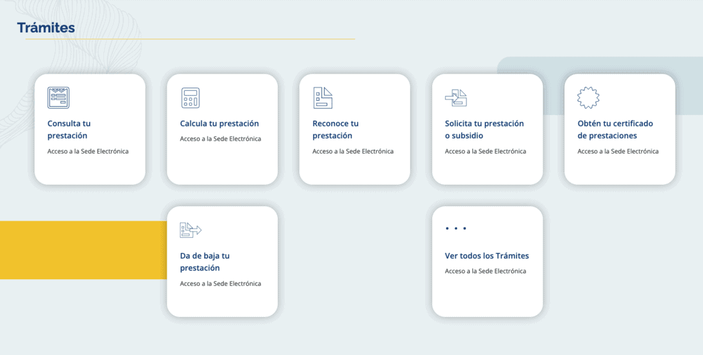 Captura de pantalla de SEPE en la sección de Prestación por Desempleo (Paro)