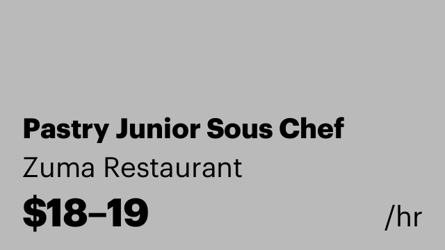 Pastry Junior Sous Chef