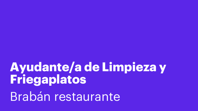 Ayudante/a de Limpieza y Friegaplatos