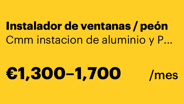 Instalador de ventanas / peón