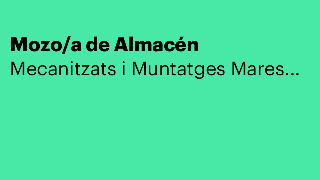 Mozo/a de Almacén