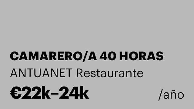 CAMARERO/A 40 HORAS