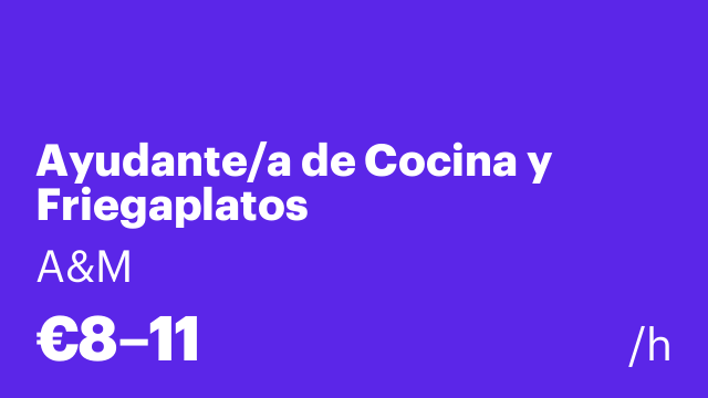 Ayudante/a de Cocina y Friegaplatos