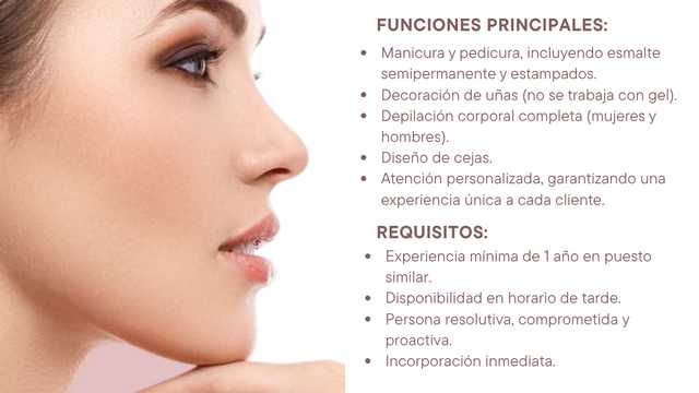 Especialista en manicura y pedicura / Depilación (completa)