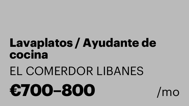 Lavaplatos / Ayudante de cocina