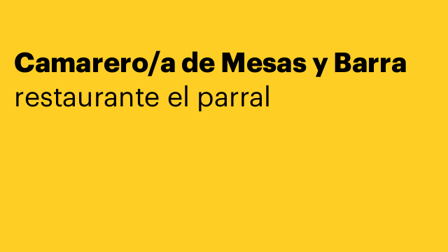 Camarero/a de Mesas y Barra