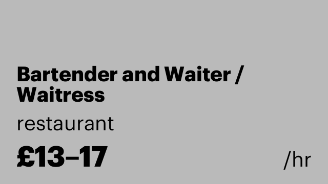 Bartender and Waiter / Waitress