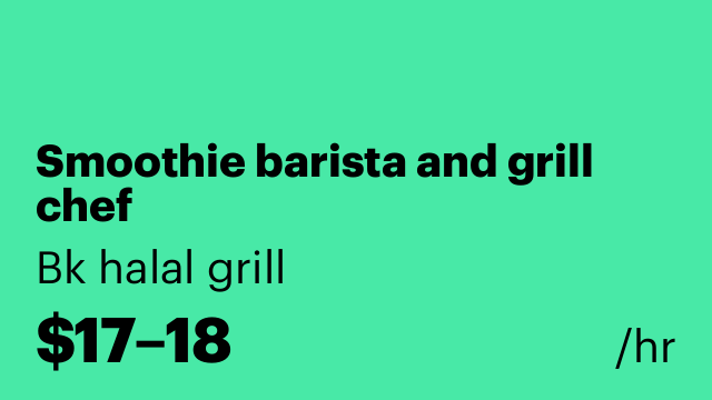 Smoothie barista and grill chef