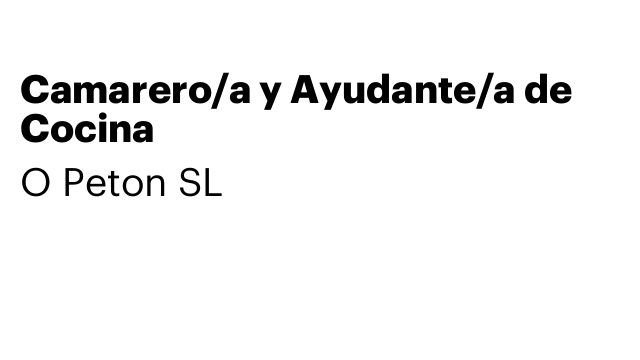 Camarero/a y Ayudante/a de Cocina