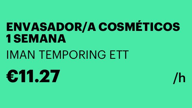 ENVASADOR/A COSMÉTICOS 1 SEMANA