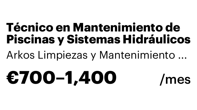 Técnico en Mantenimiento de Piscinas y Sistemas Hidráulicos