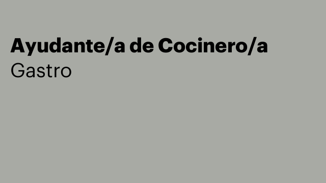 Ayudante/a de Cocinero/a