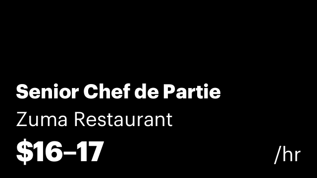 Senior Chef de Partie