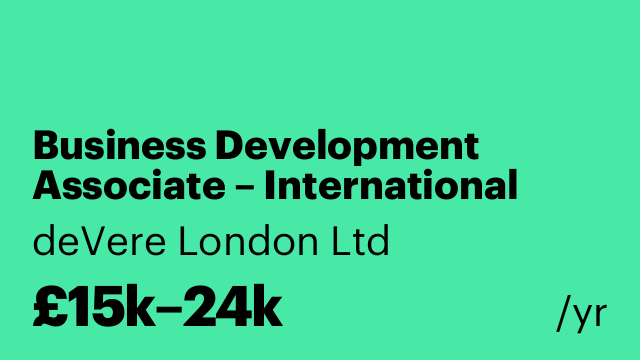 Business Development Associate – International Financial Trainee