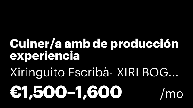 Cuiner/a amb de producción experiencia
