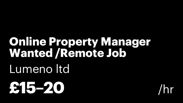 Online Property Manager Wanted /Remote Job
