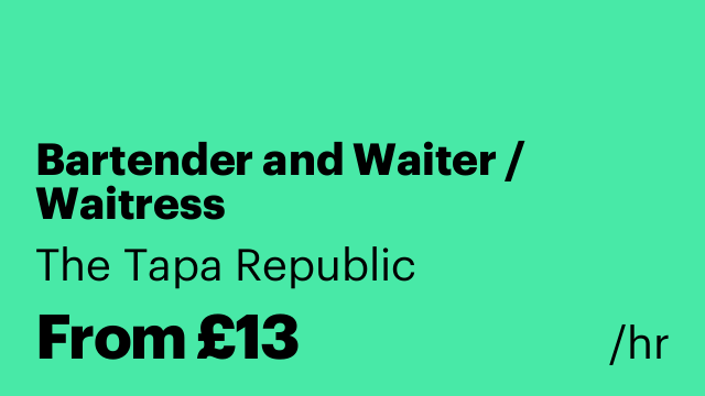 Bartender and Waiter / Waitress