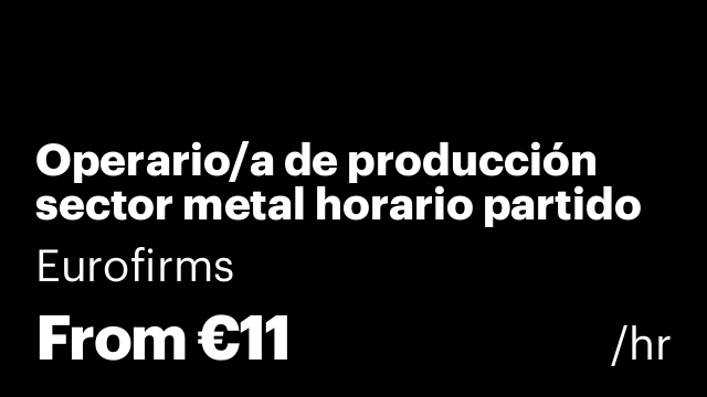 Operario/a de producción sector metal horario partido