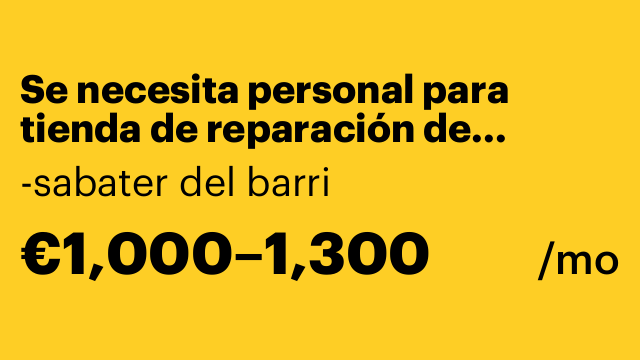 Se necesita personal para tienda de reparación de calzado