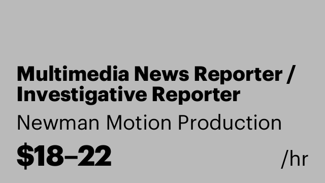 Multimedia News Reporter / Investigative Reporter