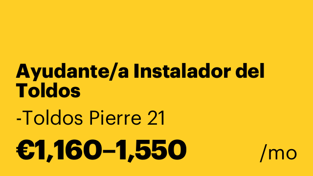 Ayudante/a Instalador del Toldos