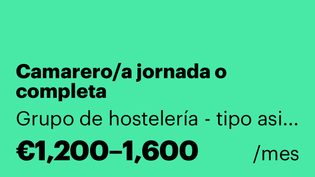 Camarero/a jornada o completa