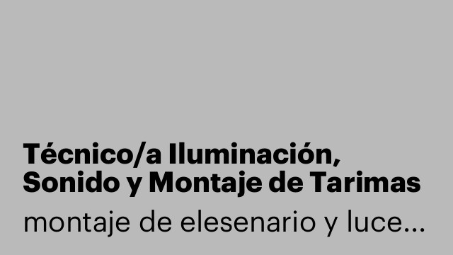 Técnico/a Iluminación, Sonido y Montaje de Tarimas