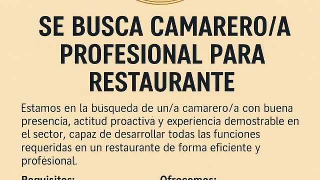 Camarero/a de Sala/Terraza