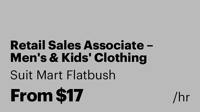 Retail Sales Associate – Men's & Kids' Clothing