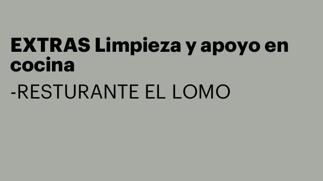 EXTRAS Limpieza y apoyo en cocina