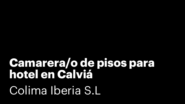 Camarera/o de pisos para hotel en Calviá