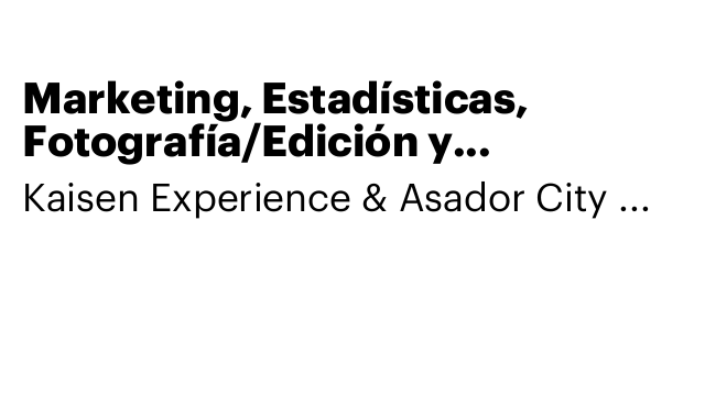 Marketing, Estadísticas, Fotografía/Edición y Administración
