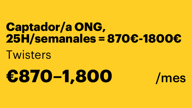 Captador/a ONG, 25H/semanales = 870€-1800€