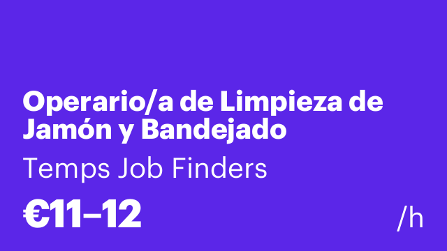 Operario/a de Limpieza de Jamón y Bandejado