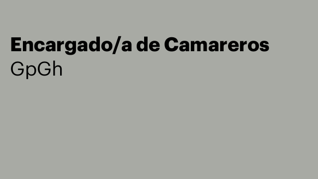 Encargado/a de Camareros