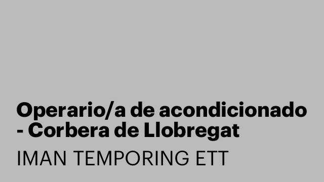 Operario/a de acondicionado - Corbera de Llobregat