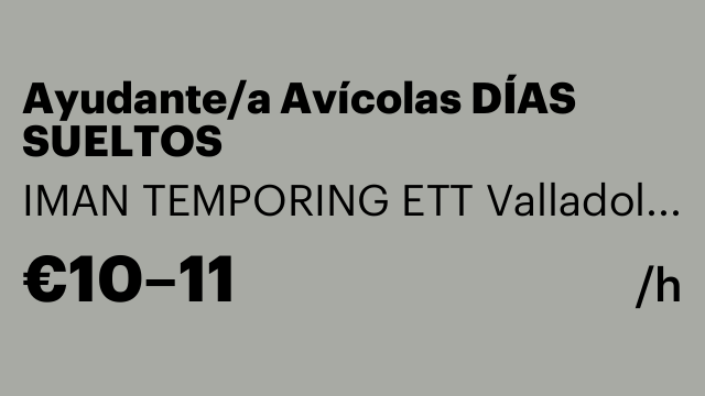 Ayudante/a Avícolas DÍAS SUELTOS