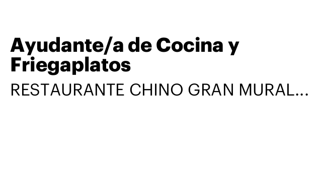 Ayudante/a de Cocina y Friegaplatos