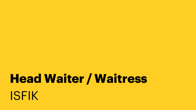 Head Waiter / Waitress