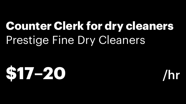 Counter Clerk for dry cleaners