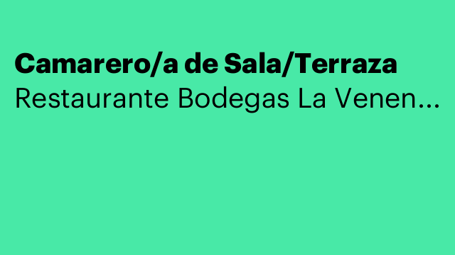 Camarero/a de Sala/Terraza