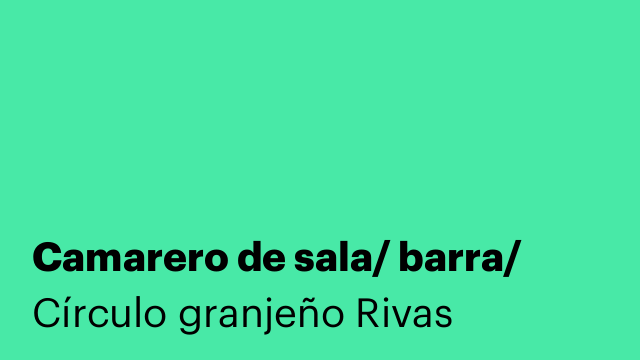 Camarero de sala/ barra/