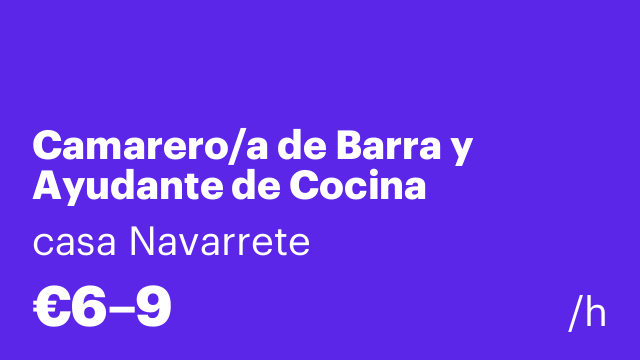 Camarero/a de Barra y Ayudante de Cocina