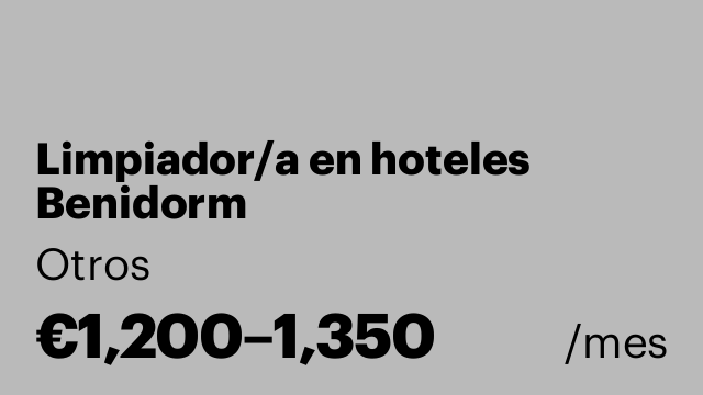 Limpiador/a en hoteles Benidorm