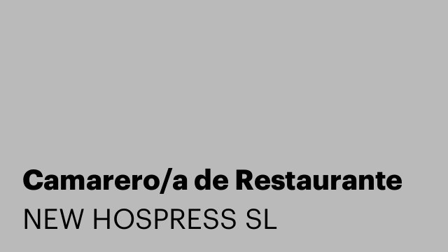 Camarero/a de Restaurante