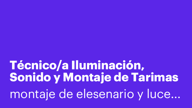Técnico/a Iluminación, Sonido y Montaje de Tarimas