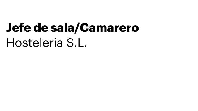 Jefe de sala/Camarero